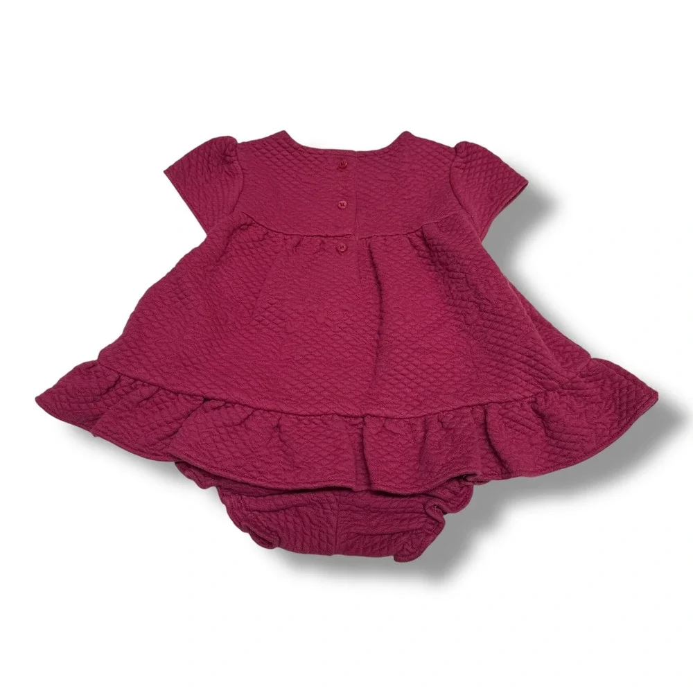 Janie and Jack‎ Kids Berry Pink Quilted Ruffle Dress and Bloomer Set 6-12 Months